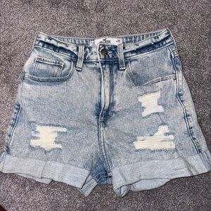 Hollister Women's Ripped Jean Shorts - Light Blue